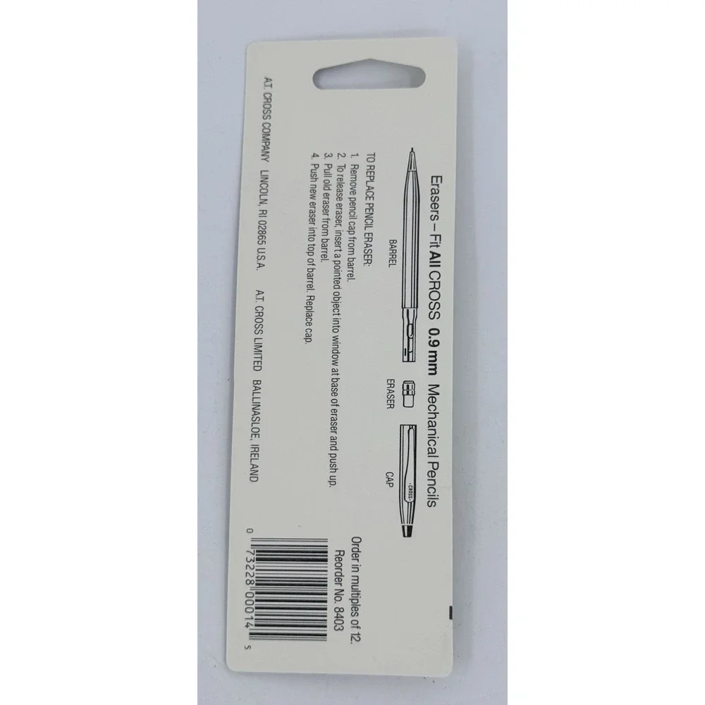 Cross A.T. Cross Co. Genuine Cross 0.9 Pencil Eraser‎ Refill #8403 New NOS NIP